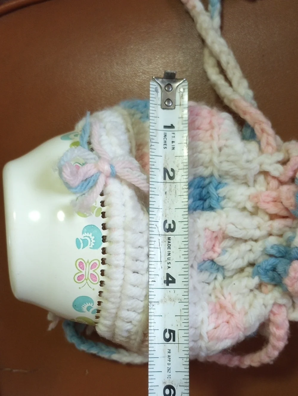 RARE Knit or Crocheted Vintage Retro Girl's Purse w/ Tassels & Structured Bottom
